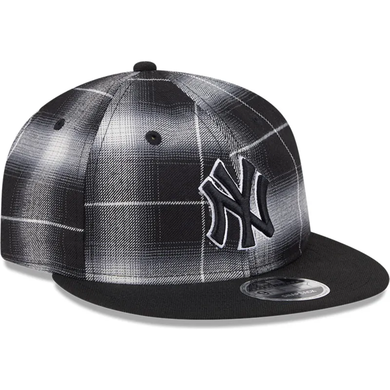 schwarze-flache-snapback-kappe-9fifty-retro-crown-plaid-der-new-york-yankees-mlb-von-new-era