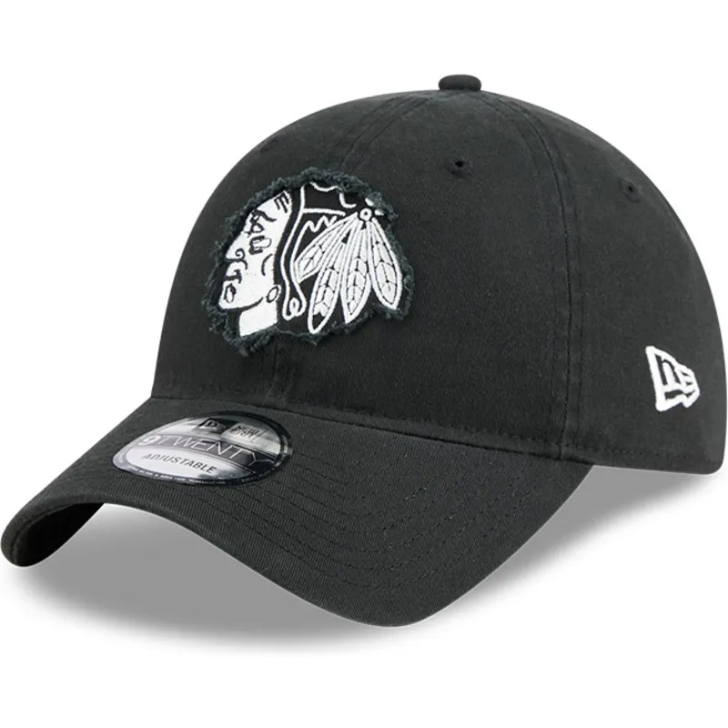 cap-izliekta-black-adjustable-strap-9twenty-stamp-no-chicago-blackhawks-nhl-no-new-era