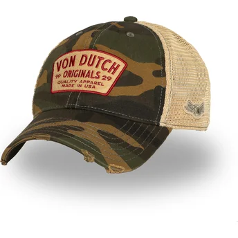 Von Dutch MAC10 Trucker-Cap in Tarnmuster und Beige