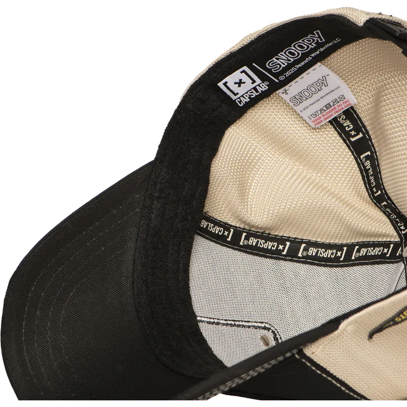 cepur-izliekta-truckeris-melns-snapback-pea6-naw6-snoopy-un-carlijs-brauns-zemesrieksti-no-capslab