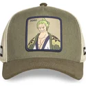 capslab-roronoa-zoro-op6-zor-one-piece-green-and-beige-trucker-hat