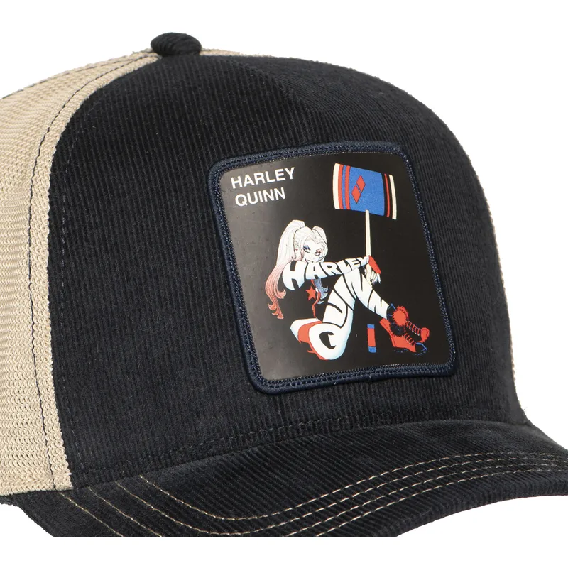trucker-cap-schwarz-und-beige-harley-quinn-dc10-har-dc-comics-von-capslab