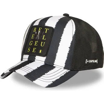 Capslab Beetlejuice BTJ STR Beetlejuice Black and White Trucker Hat