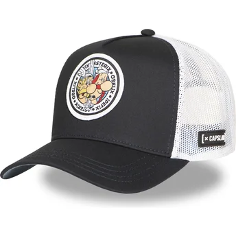 Schwarz-weiße Trucker-Kappe Astérix, Obélix und Idefix AST2 CRW Astérix der Gallier von Capslab