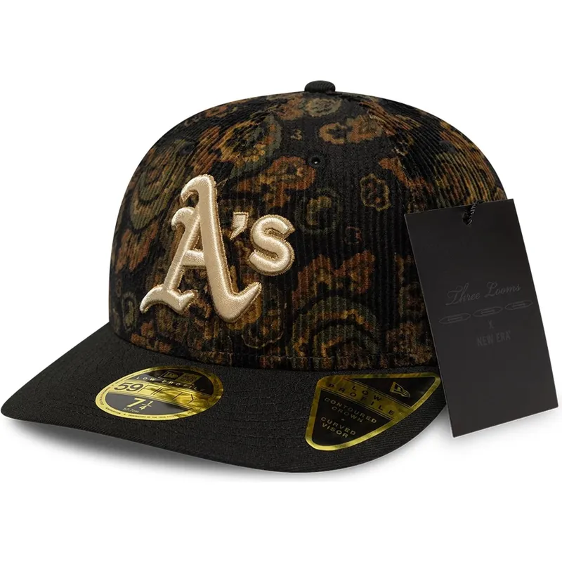 cap-izliekta-black-ajustada-59fifty-low-profile-floral-cord-three-looms-printed-corduroy-no-oakland-athletics-mlb-no-new-era
