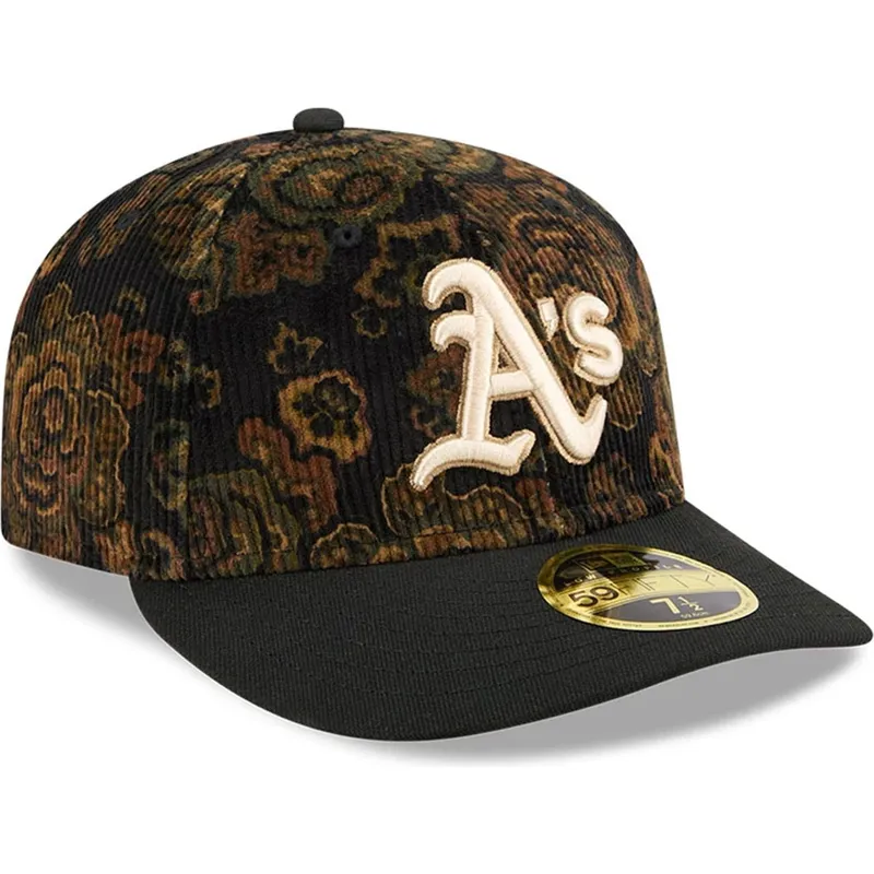 cap-izliekta-black-ajustada-59fifty-low-profile-floral-cord-three-looms-printed-corduroy-no-oakland-athletics-mlb-no-new-era