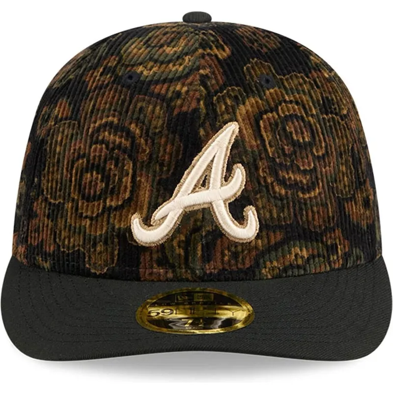 cepur-izliekta-melns-pieguloss-59fifty-low-profile-floral-cord-three-looms-printed-corduroy-no-atlanta-braves-mlb-no-new-era
