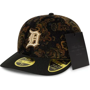 59FIFTY Low Profile Floral Cord Three Looms Printed Corduroy Detroit Tigers MLB Kappe mit gebogenem Schirm in Schwarz von New Er