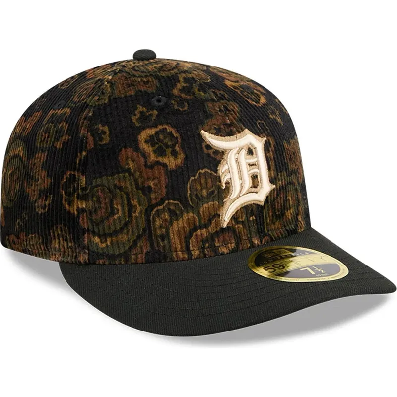 czarna-dopasowana-czapka-z-zakrzywionym-daszkiem-59fifty-low-profile-floral-cord-three-looms-printed-corduroy-detroit-tigers-mlb