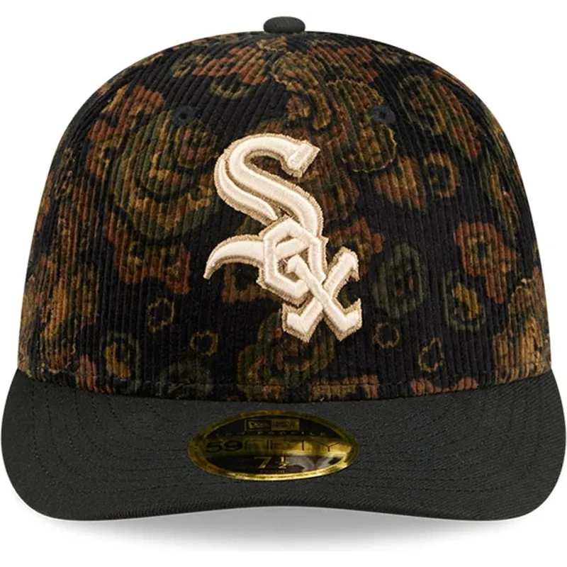 cap-izliekta-black-ajustada-59fifty-low-profile-floral-cord-three-looms-printed-corduroy-no-chicago-white-sox-mlb-no-new-era