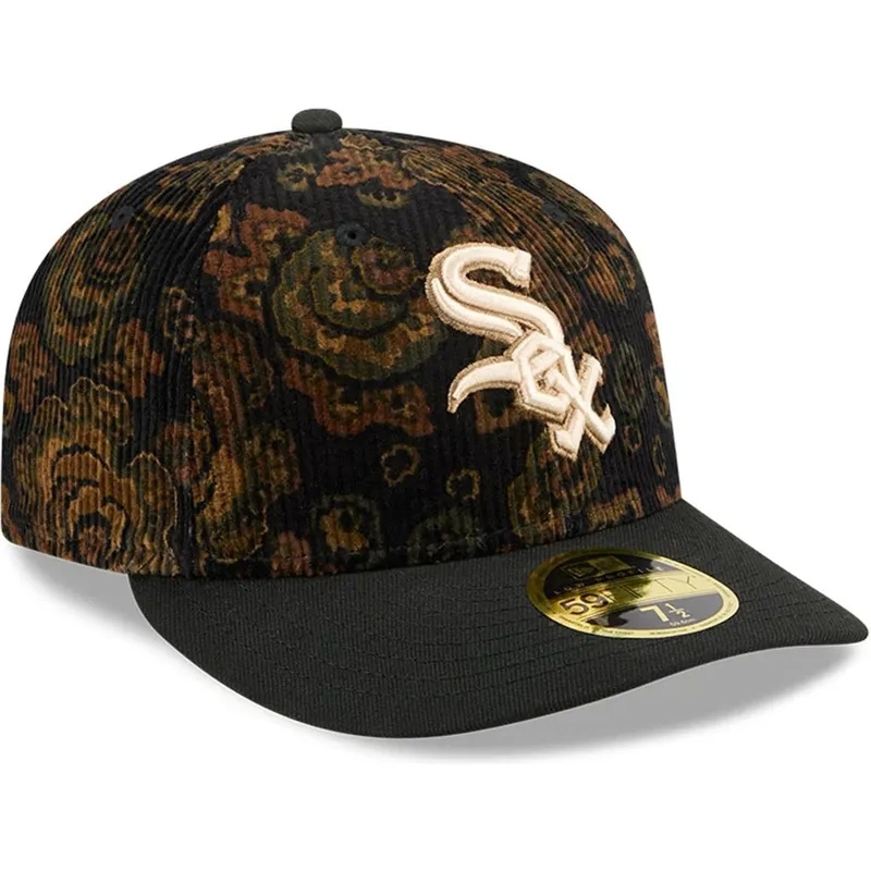 schwarze-gebogene-angepasste-59fifty-low-profile-floral-cord-three-looms-printed-corduroy-kappe-der-chicago-white-sox-mlb-von-ne