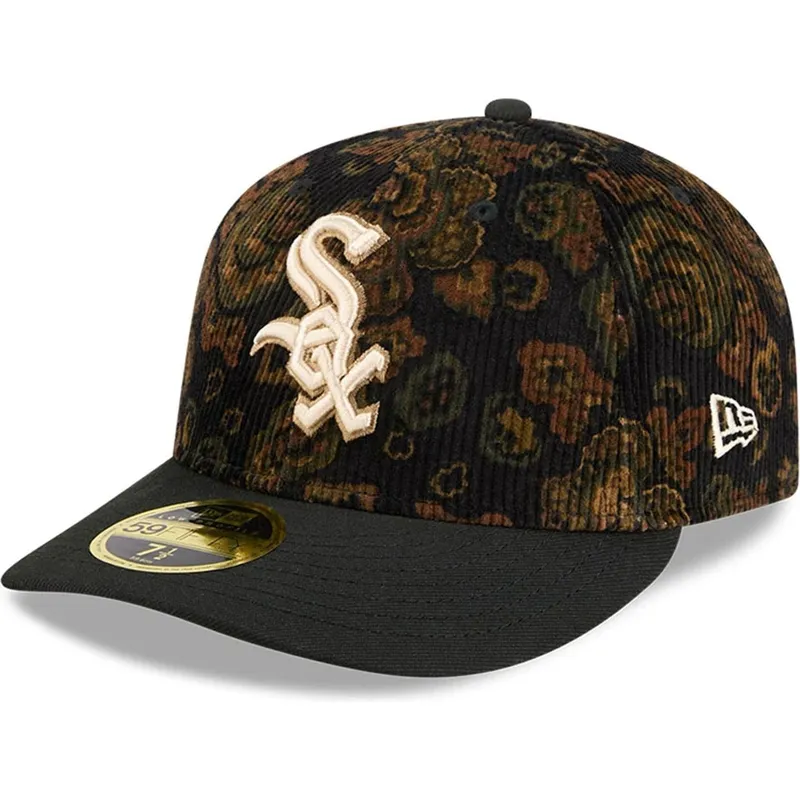 cap-izliekta-black-ajustada-59fifty-low-profile-floral-cord-three-looms-printed-corduroy-no-chicago-white-sox-mlb-no-new-era