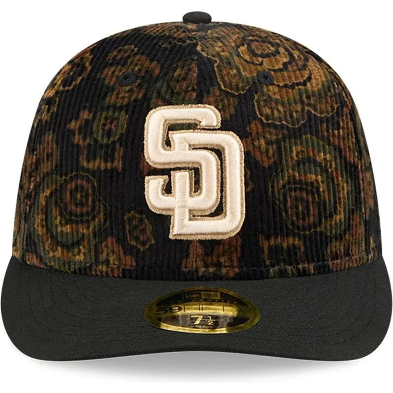 cepur-izliekta-melns-pieguloss-59fifty-low-profile-floral-cord-three-looms-printed-corduroy-no-san-diego-padres-mlb-no-new-era