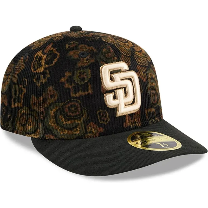 czarna-dopasowana-czapka-z-zakrzywionym-daszkiem-59fifty-low-profile-floral-cord-three-looms-printed-corduroy-san-diego-padres-m