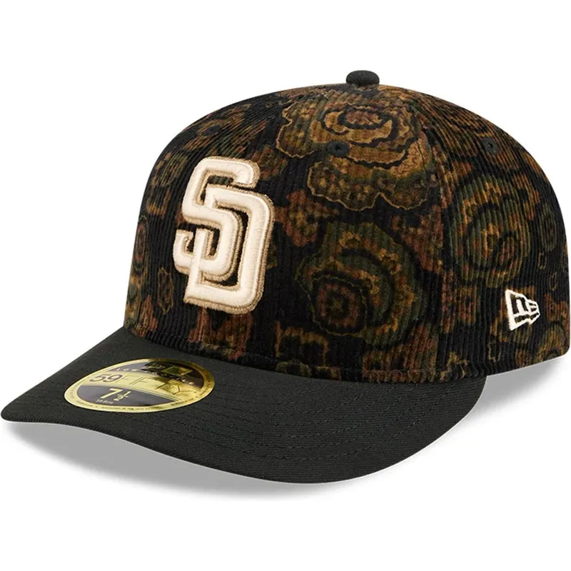 svart-bojd-keps-justerbar-59fifty-low-profile-floral-cord-three-looms-printed-corduroy-san-diego-padres-mlb-fran-new-era