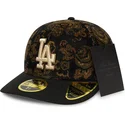 czarna-dopasowana-czapka-z-zakrzywionym-daszkiem-59fifty-low-profile-floral-cord-three-looms-printed-corduroy-los-angeles-dodger