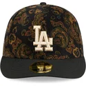czarna-dopasowana-czapka-z-zakrzywionym-daszkiem-59fifty-low-profile-floral-cord-three-looms-printed-corduroy-los-angeles-dodger