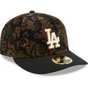 schwarze-gebogene-angepasste-kappe-59fifty-low-profile-floral-cord-three-looms-printed-corduroy-der-los-angeles-dodgers-mlb-von-