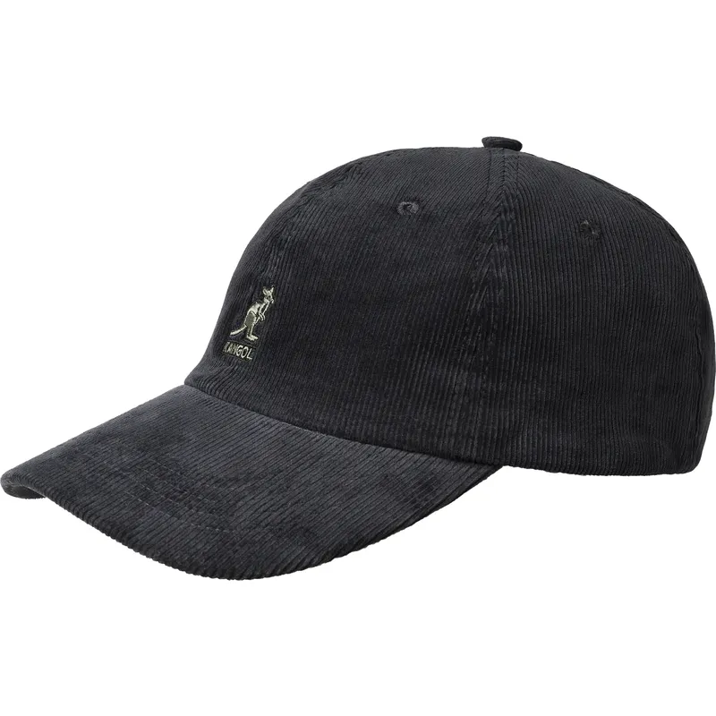czarna-zakrzywiona-regulowana-czapka-bejsbolowa-cord-marki-kangol