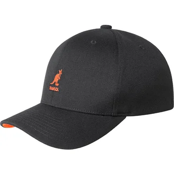 Schwarze gebogene verstellbare Mütze Wool Flexfit Baseball Beluga Black von Kangol