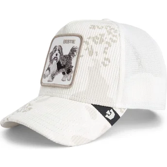 Biała czapka trucker z psem Bestie Corduroy Camo The Farm od Goorin Bros.