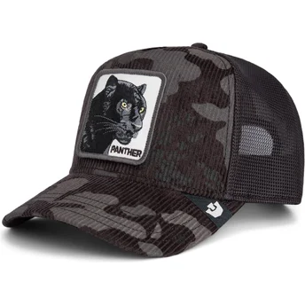 Schwarze Trucker-Kappe Panther Panther Corduroy Camo The Farm von Goorin Bros.
