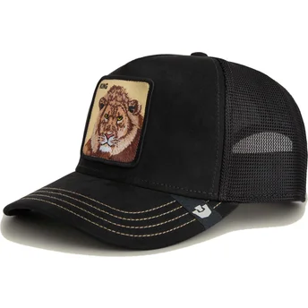 Czarna czapka trucker z lwem King Golden Suede The Farm od Goorin Bros.