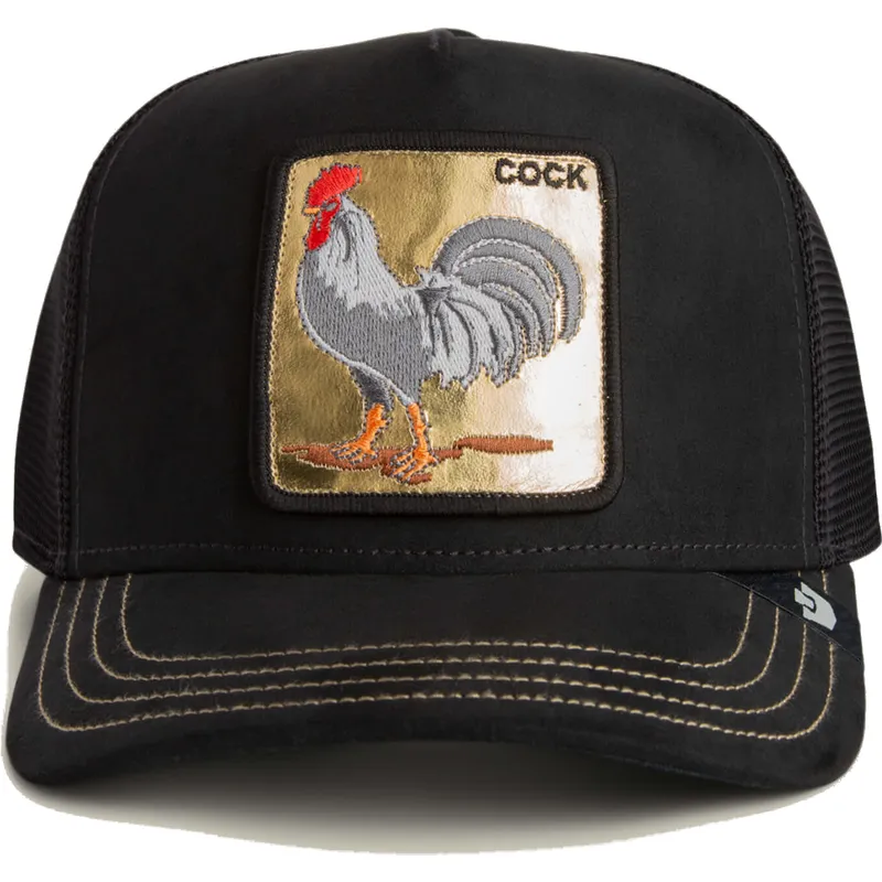 cepur-izliekta-truckeris-melns-snapback-cock-golden-suede-the-farm-no-goorin-bros
