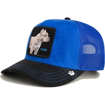 Goorin Bros. The Farm Flex Pitbull Suede Blau-Schwarze Trucker Cap mit Pitbull-Motiv.