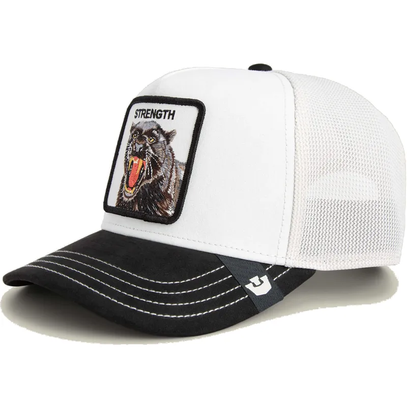 cepur-izliekta-truckeris-melns-snapback-strength-panther-suede-the-farm-no-goorin-bros