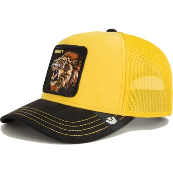 Goorin Bros. The Farm Mighty Lion Suede Gelb-Schwarze Löwen Trucker Cap.