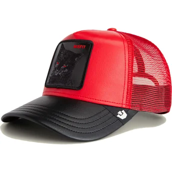Rote und schwarze Trucker-Kappe Katze Misfit Courtside The Farm von Goorin Bros.