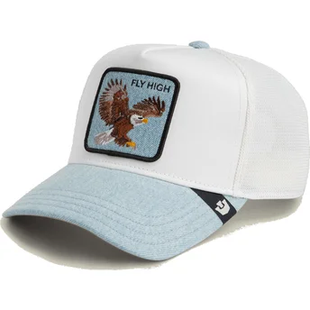 Casquette trucker blanche et bleue aigle Fly High Denim The Farm Goorin Bros.