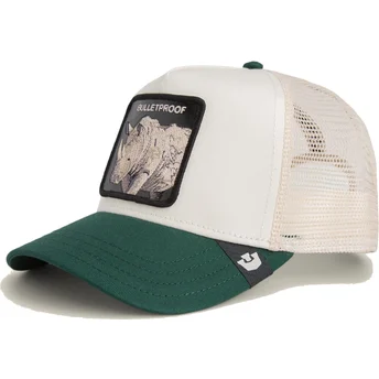 Czapka trucker biała i zielona nosorożec Bulletproof Bulletproof Sport The Farm od Goorin Bros.