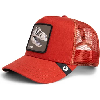 Truckerkeps röd dinosaurie T-Rex The Extinct Skull Grit The Farm från Goorin Bros.