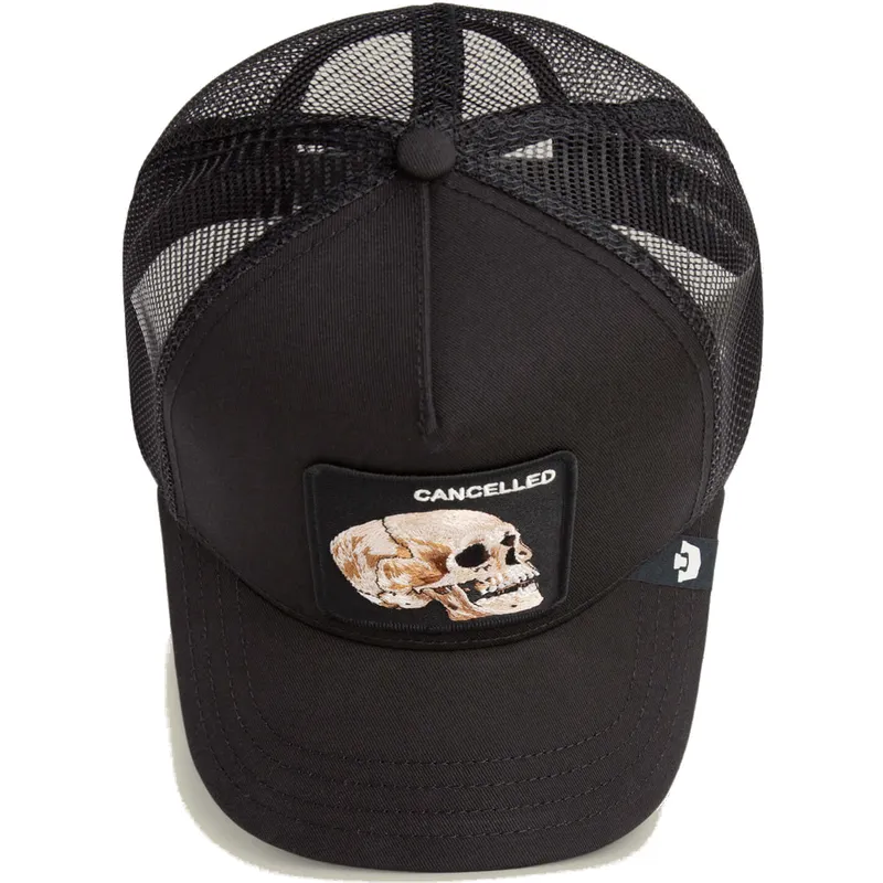 cepur-izliekta-truckeris-melns-snapback-the-cancelled-skull-grit-the-farm-no-goorin-bros