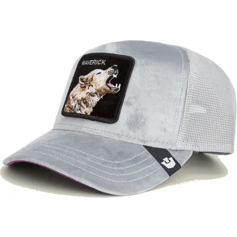 Casquette trucker grise loup Maverick Wolf Velour The Farm Goorin Bros.