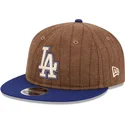 braune-und-blaue-verstellbare-flatcap-9fifty-retro-crown-wool-pinstripe-der-los-angeles-dodgers-mlb-von-new-era