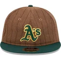 brazowa-i-zielona-regulowana-czapka-z-daszkiem-9fifty-retro-crown-wool-pinstripe-oakland-athletics-mlb-new-era