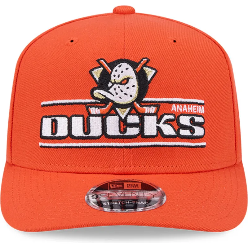 orangefarbene-gebogene-snapback-kappe-9seventy-stretch-snap-stated-der-anaheim-ducks-nhl-von-new-era