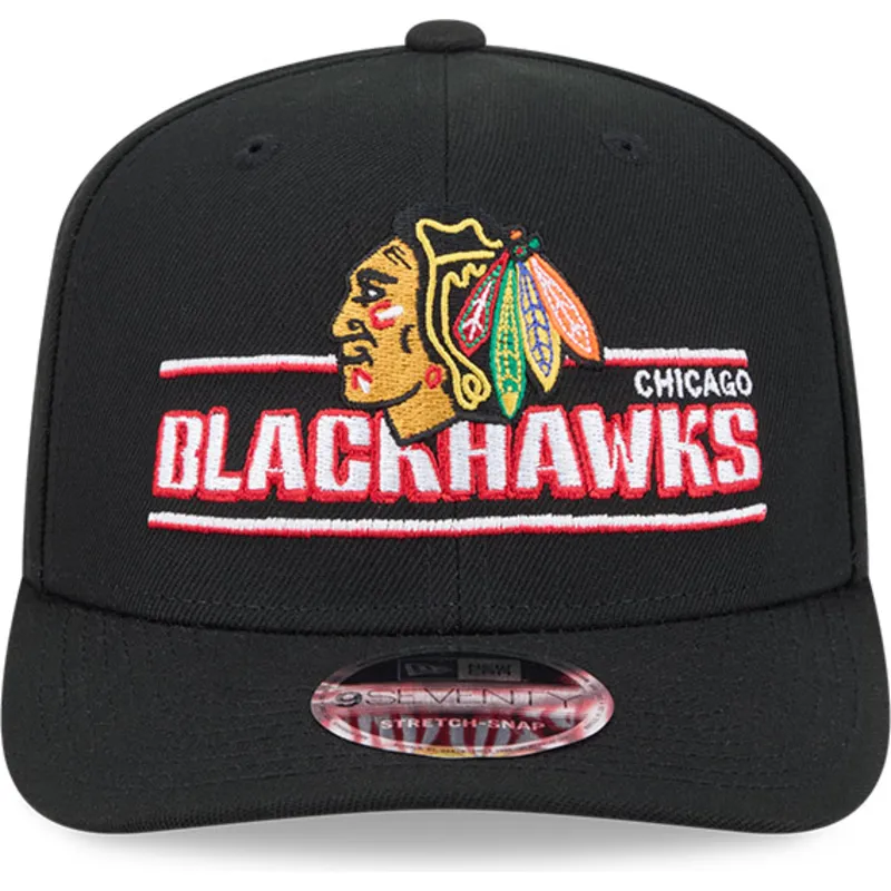 cepur-izliekta-melns-snapback-9seventy-stretch-snap-stated-no-chicago-blackhawks-nhl-no-new-era
