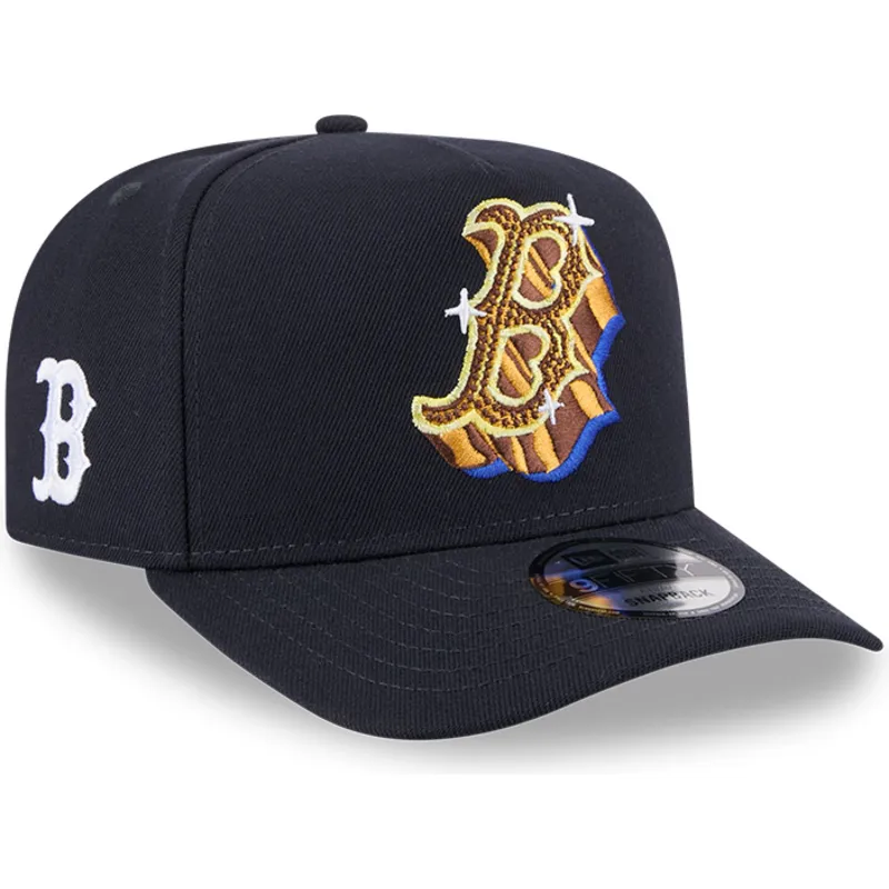 marineblaue-gebogene-snapback-kappe-9fifty-a-frame-emblem-der-boston-red-sox-mlb-von-new-era