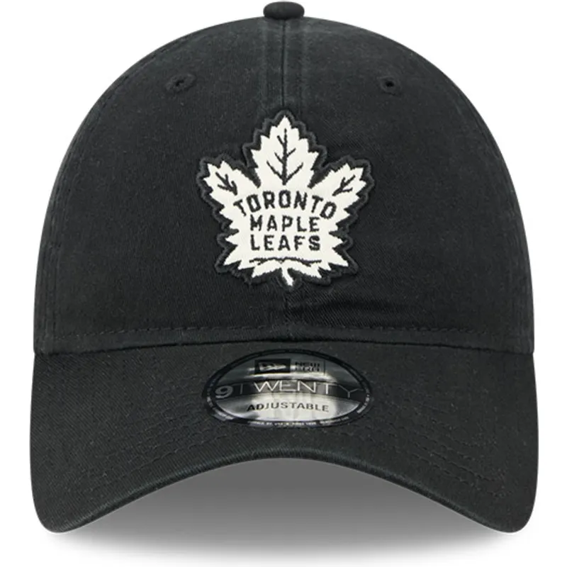 schwarze-verstellbare-curved-cap-9twenty-stamp-der-toronto-maple-leafs-nhl-von-new-era