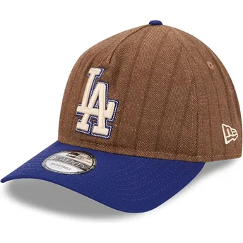 Verstellbare braun-blaue 9TWENTY A Frame Wool Pinstripe Kappe der Los Angeles Dodgers MLB von New Era