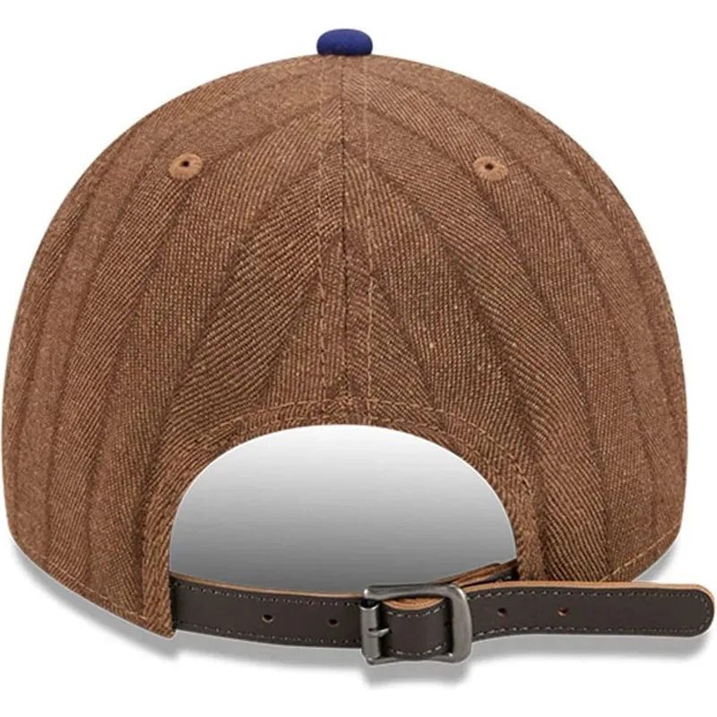 cap-izliekta-brown-adjustable-strap-9twenty-a-frame-wool-pinstripe-no-los-angeles-dodgers-mlb-no-new-era