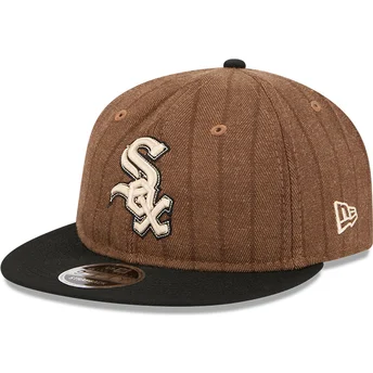 Brązowo-czarna regulowana czapka z daszkiem 9FIFTY Retro Crown Wool Pinstripe Chicago White Sox MLB New Era
