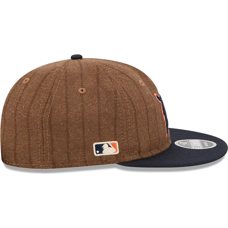 brun-och-marinbla-justerbar-platt-keps-9fifty-retro-crown-wool-pinstripe-fran-detroit-tigers-mlb-av-new-era