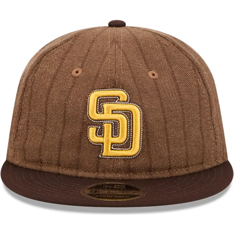 brazowa-regulowana-czapka-z-plaskim-daszkiem-9fifty-retro-crown-wool-pinstripe-san-diego-padres-mlb-new-era