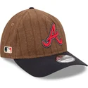 cap-izliekta-brown-adjustable-strap-9twenty-a-frame-wool-pinstripe-no-atlanta-braves-mlb-no-new-era