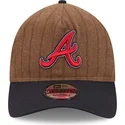 cap-izliekta-brown-adjustable-strap-9twenty-a-frame-wool-pinstripe-no-atlanta-braves-mlb-no-new-era
